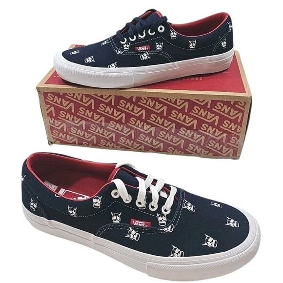 Vans~Men\'s 10~ Era Pro Kader Sylla Canvas Skull Logo Navy/Red White Sneakers NEW main image 9
